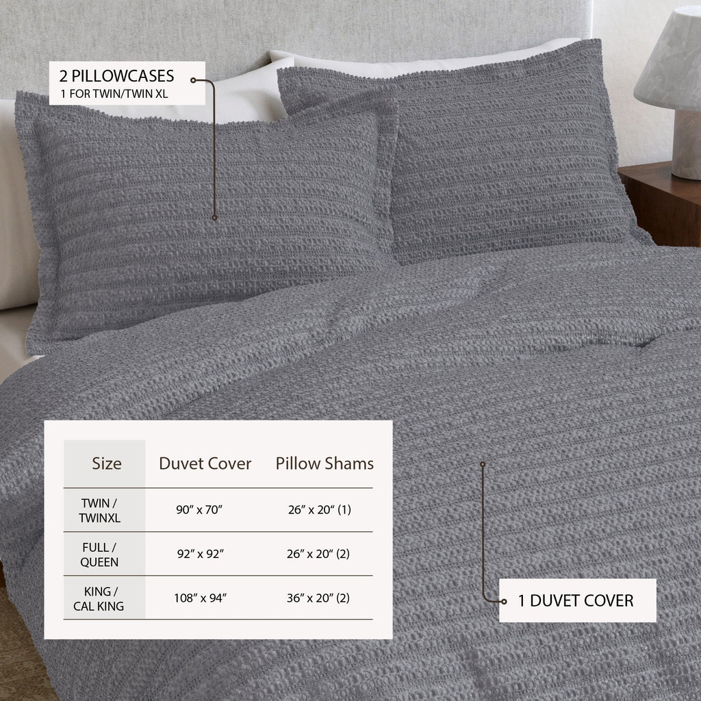 100% Cotton Honeycomb Waffle Duvet Set - Mattea Collection