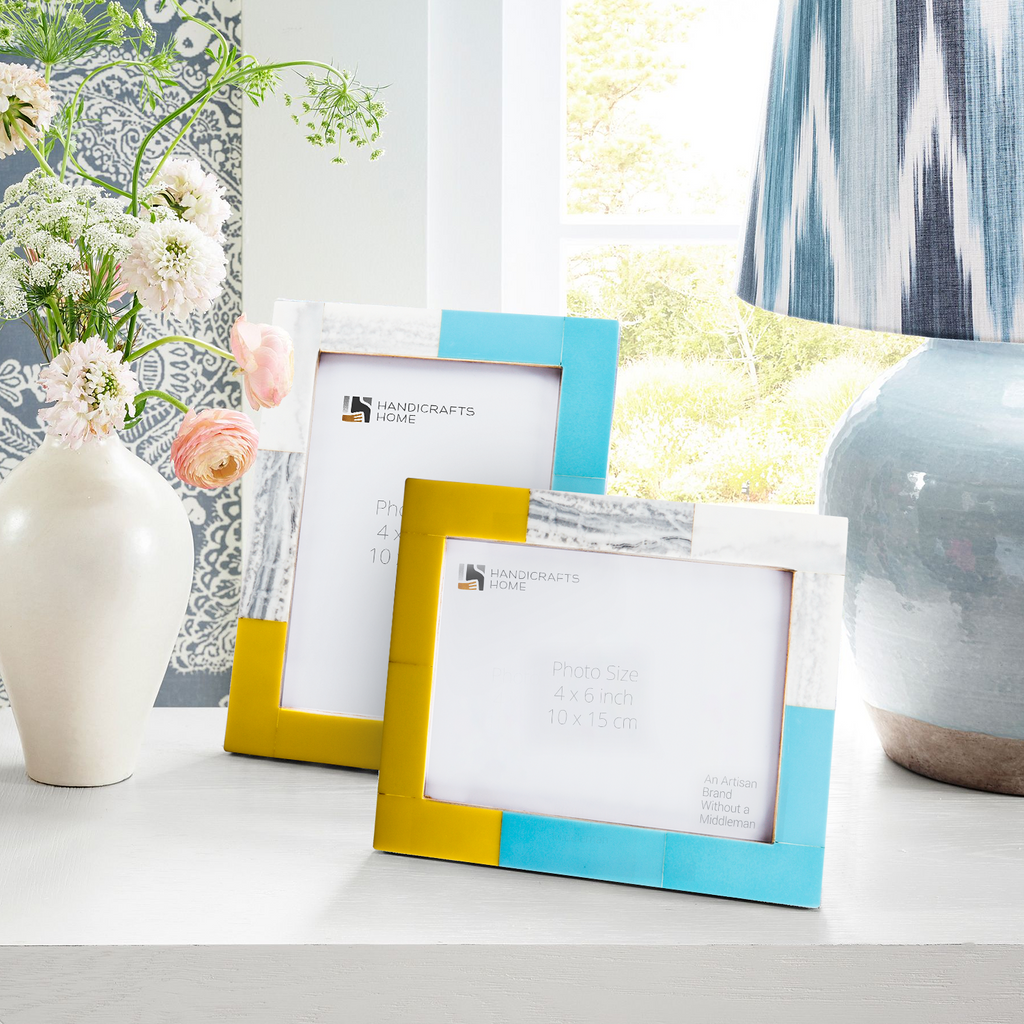 Picture Frames Mondrian Driftwood Pattern Resin Inlay Collection in 3 Sizes, Pack of 2