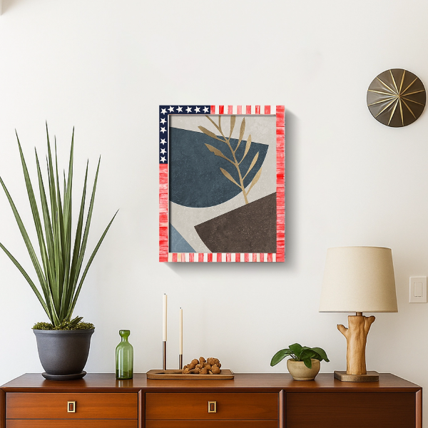 Picture Frame USA American Flag Pattern Bone & Resin Inlay Collection in 27 Sizes