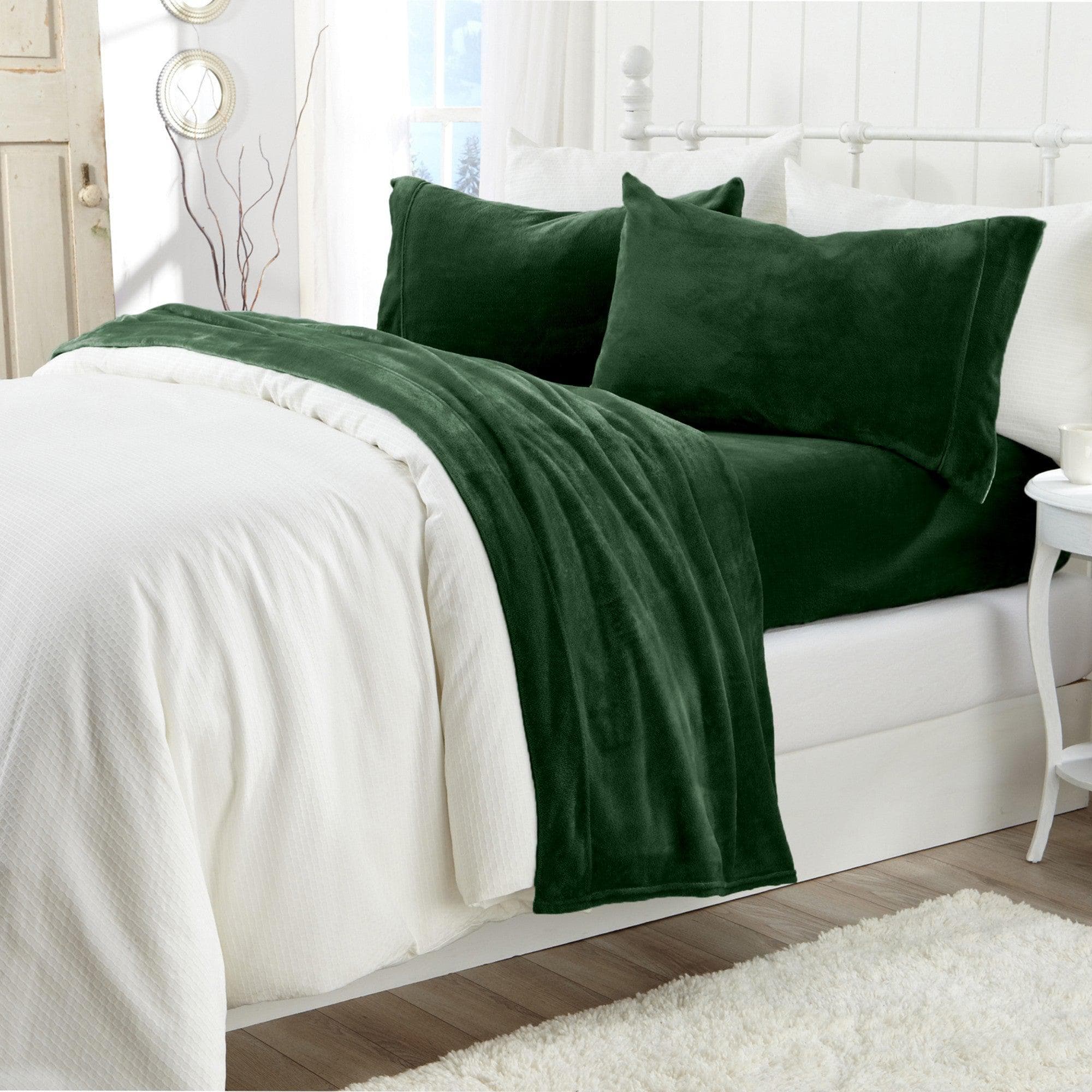 4-Piece Solid Jewel-Toned Plush Sheet - Velvet Luxe Collection