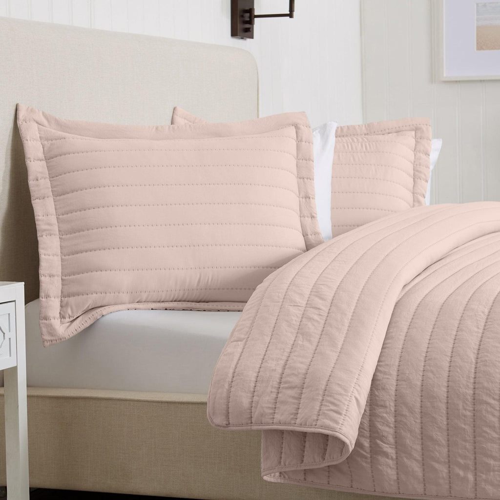 3-Piece Solid Striped Quilt - Virginia Collection