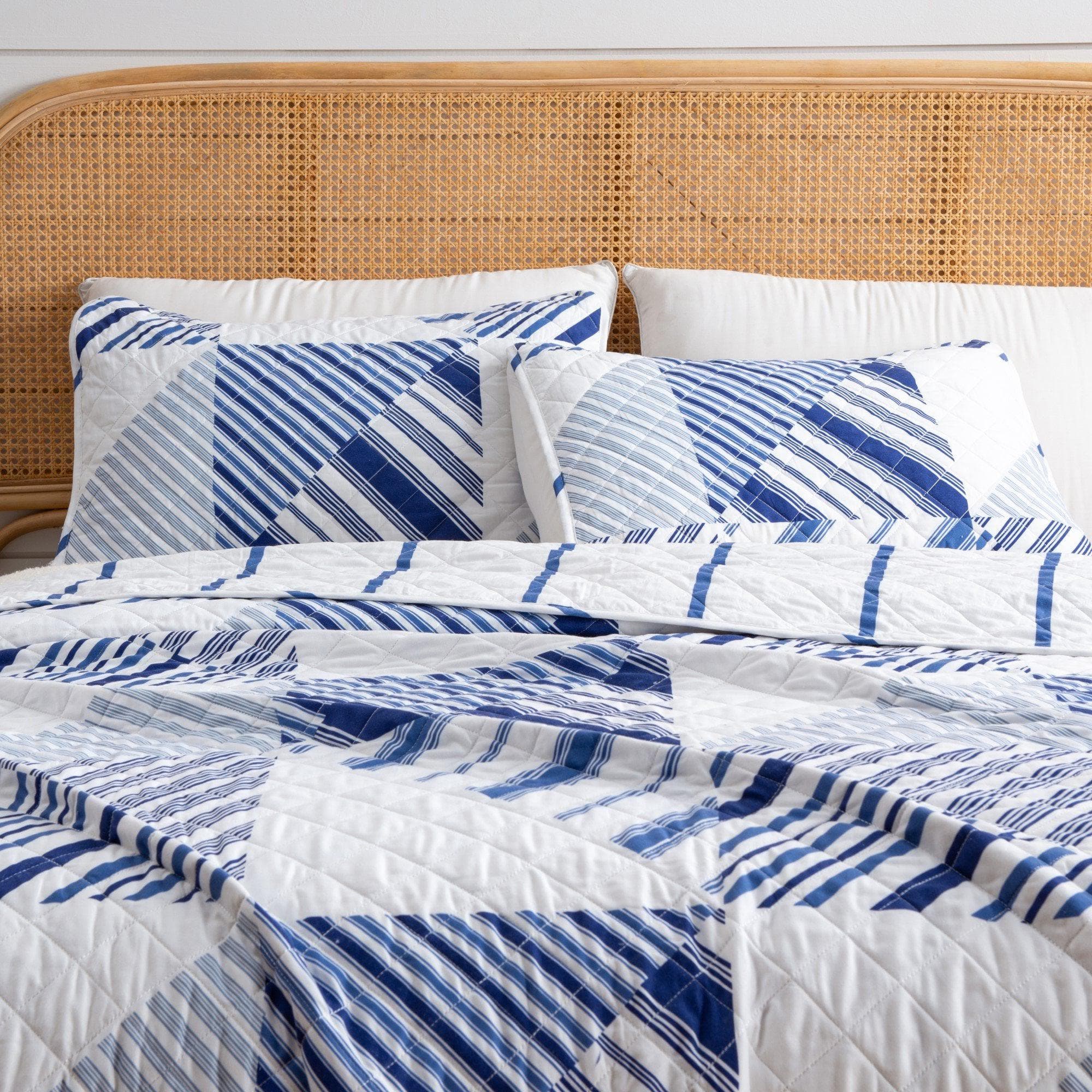 3-Piece Navy Stripe Quilt - Midnight Bay Collection