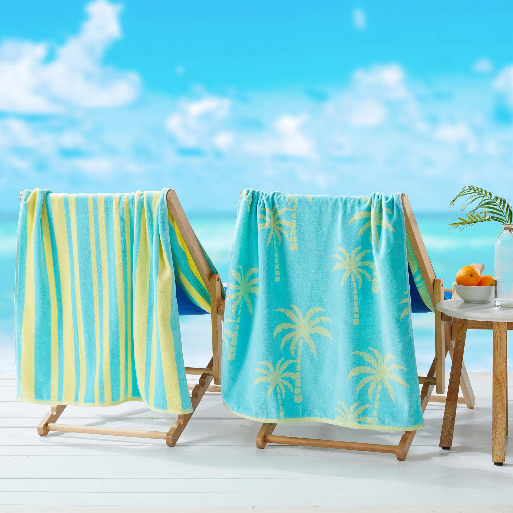 2 Pack 100% Cotton Jacquard Beach Towels - Playa Collection