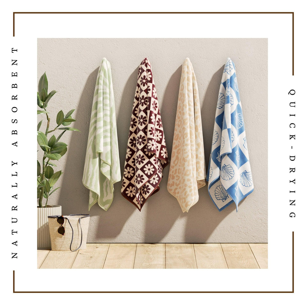 Oversized Retro Printed Beach Towel - St. Barts Collection