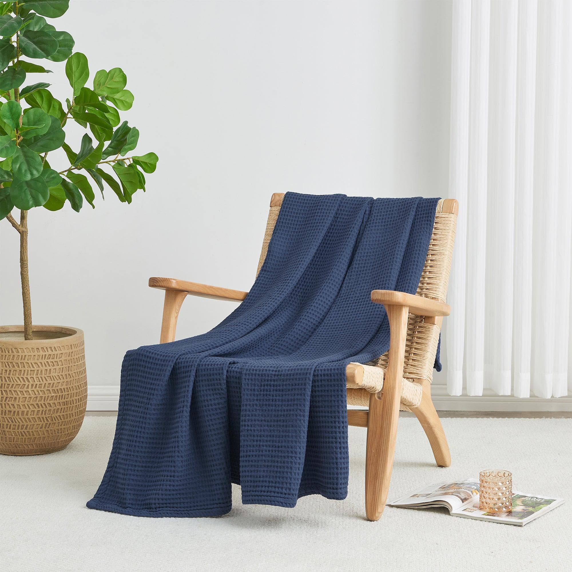 100% Cotton Waffle Weave Blanket - Mikala Collection