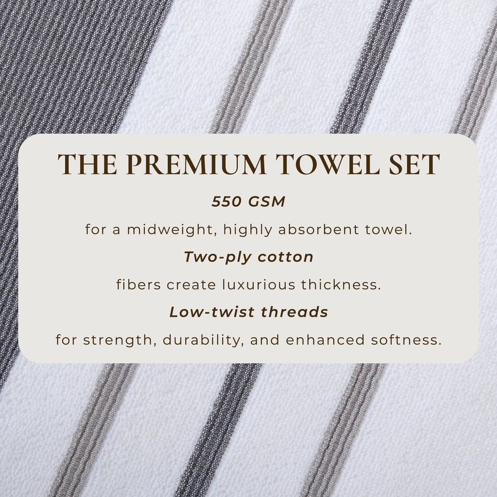 Decorative Cotton Stripe Bath Towel Set - Noelle Collection