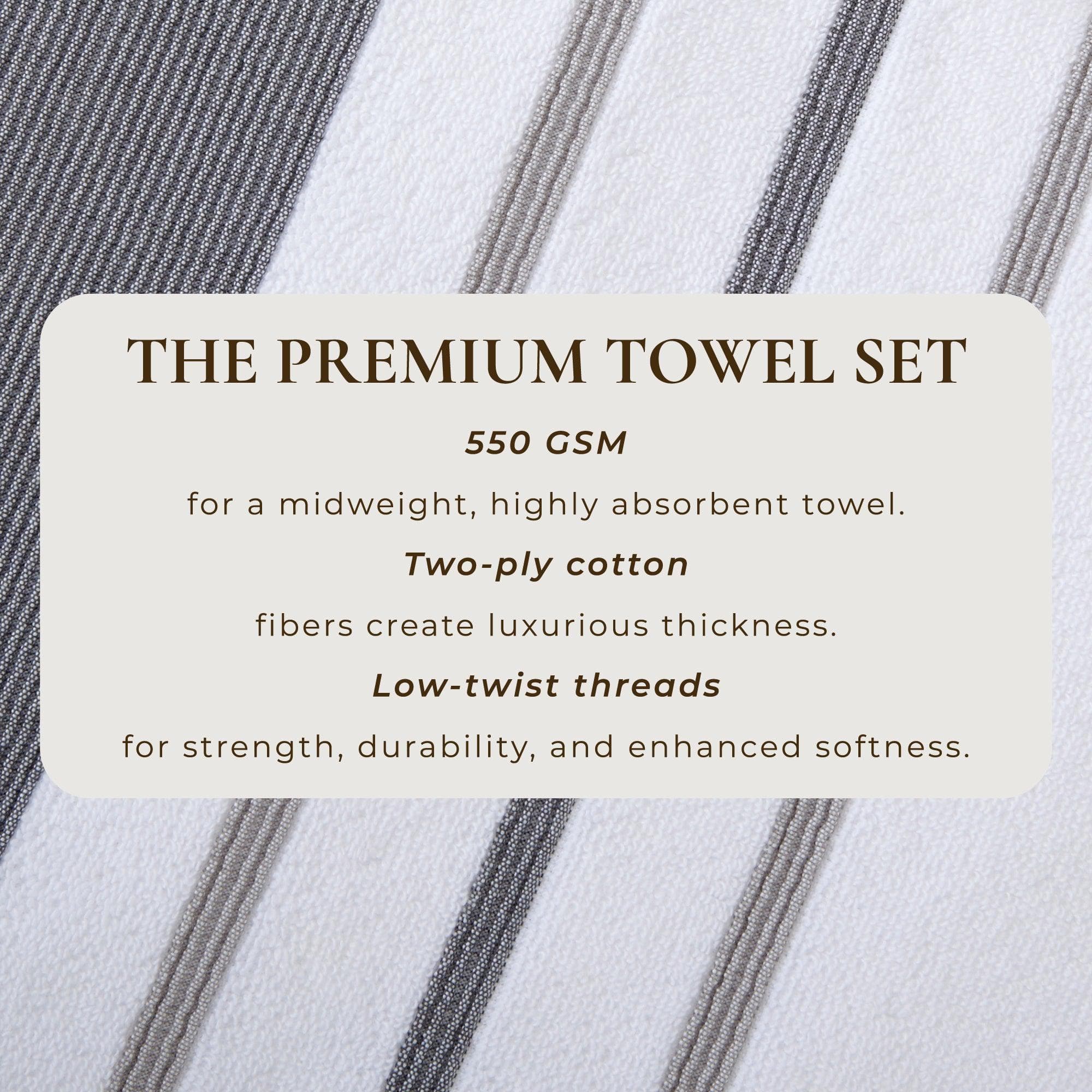 Decorative Cotton Stripe Bath Towel Set - Noelle Collection
