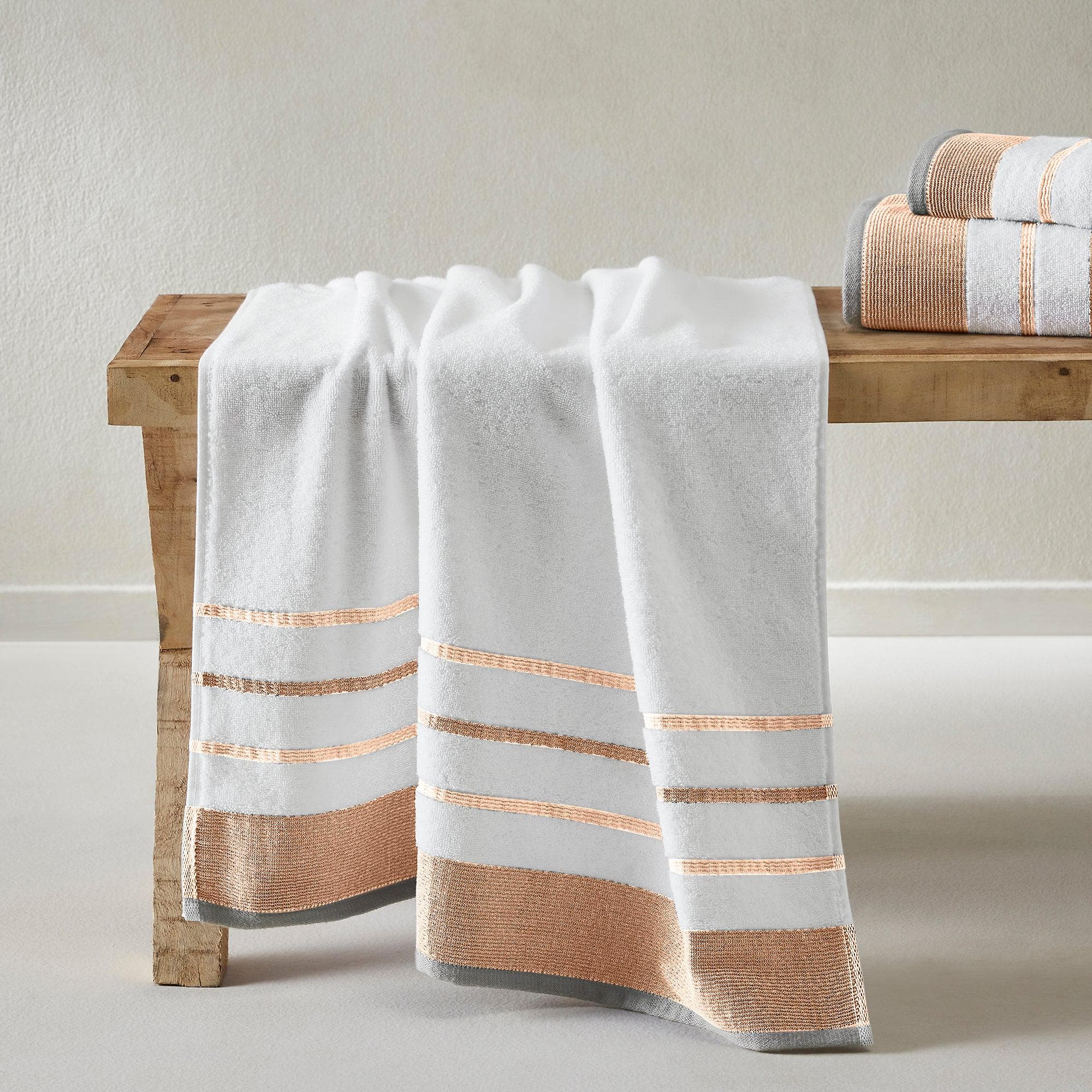 Decorative Cotton Stripe Bath Towel Set - Noelle Collection