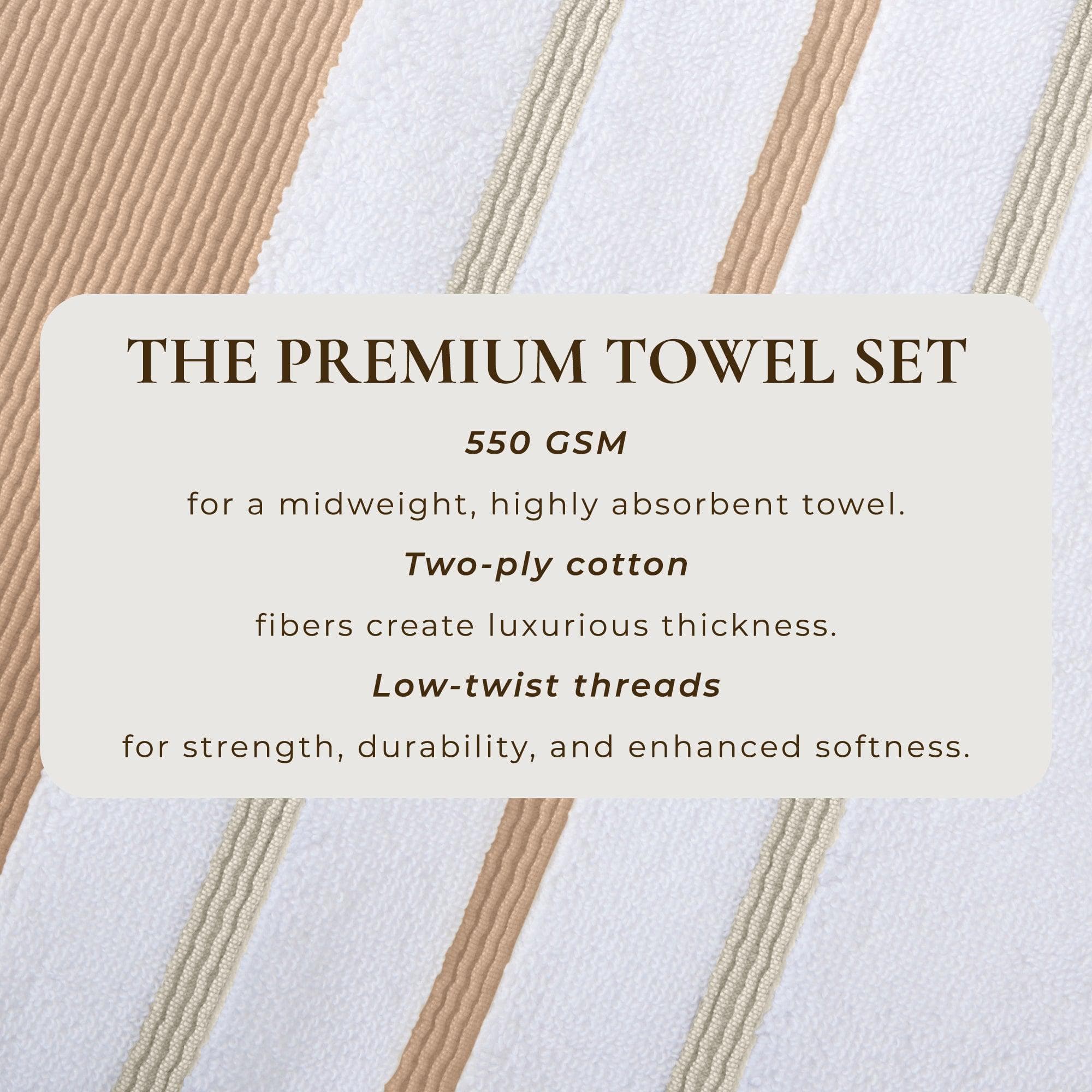 Decorative Cotton Stripe Bath Towel Set - Noelle Collection