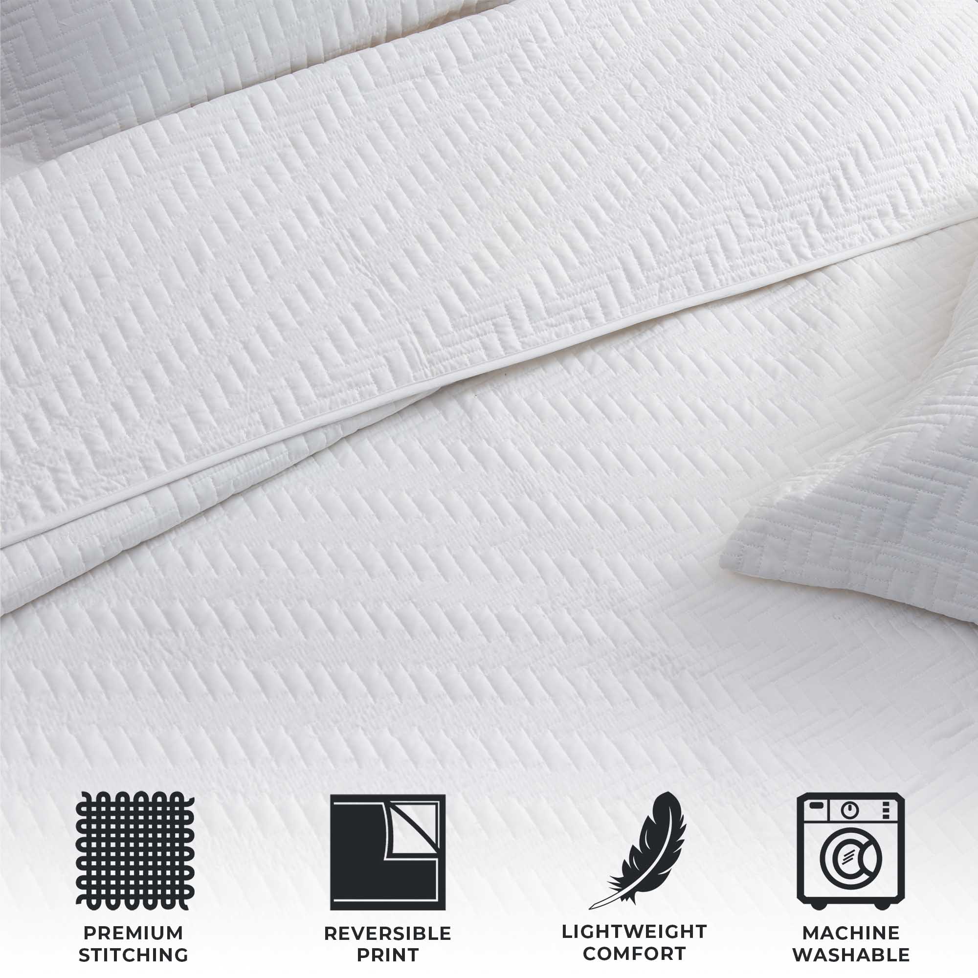3-Piece Herringbone Stitched Quilt - Louise Collection