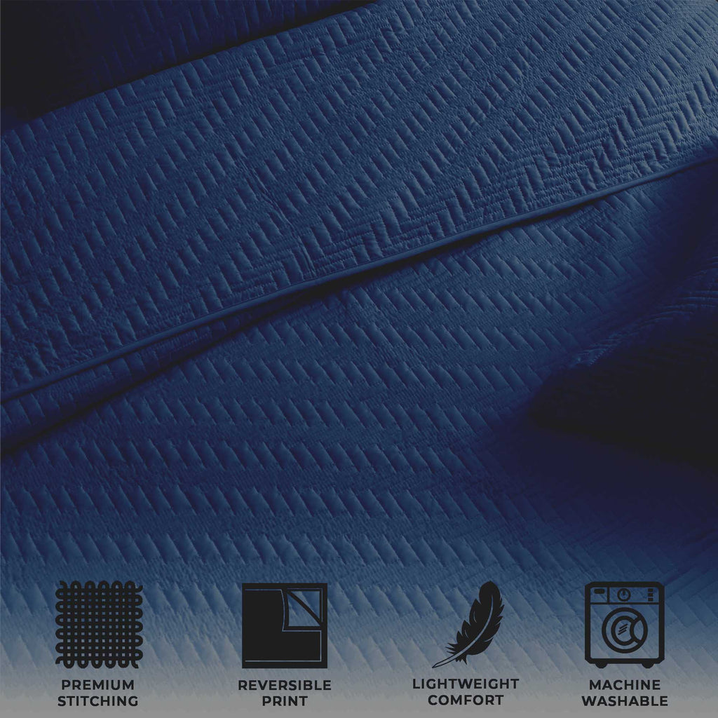 3-Piece Herringbone Stitched Quilt - Louise Collection