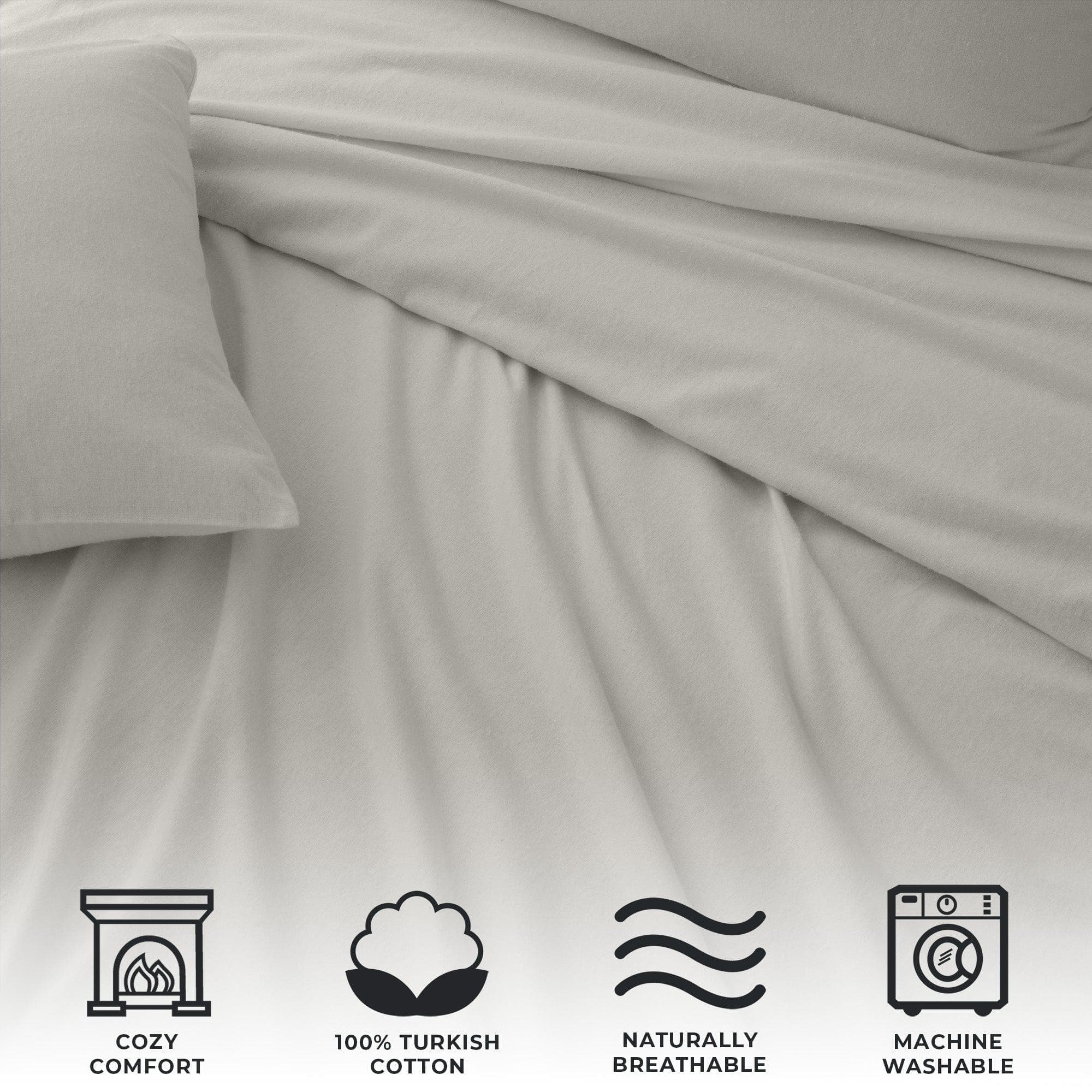 4-Piece Cotton Solid Flannel Sheet - Nordic Collection