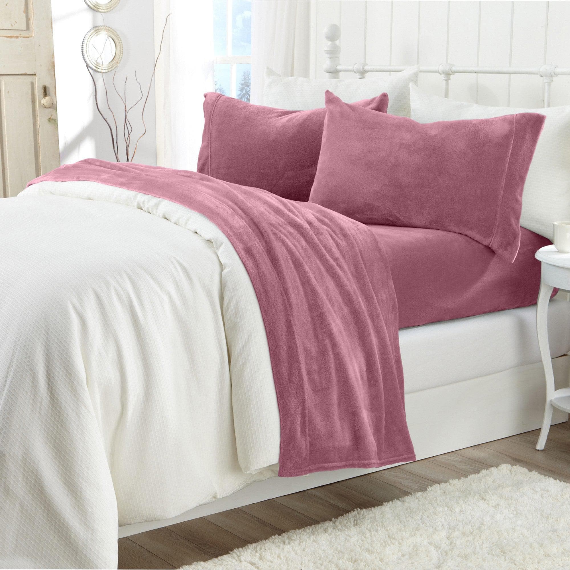 4-Piece Solid Plush Sheet - Velvet Luxe Collection