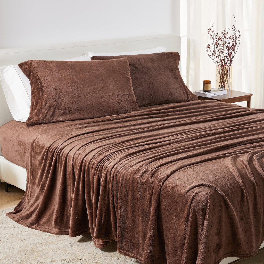 4-Piece Solid Plush Sheet - Velvet Luxe Collection