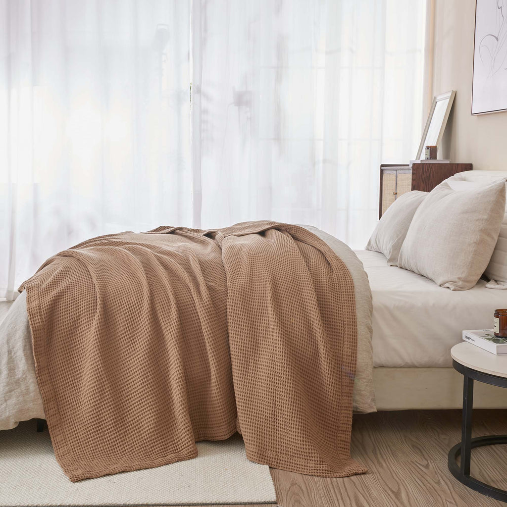 100% Cotton Waffle Weave Blanket - Mikala Collection