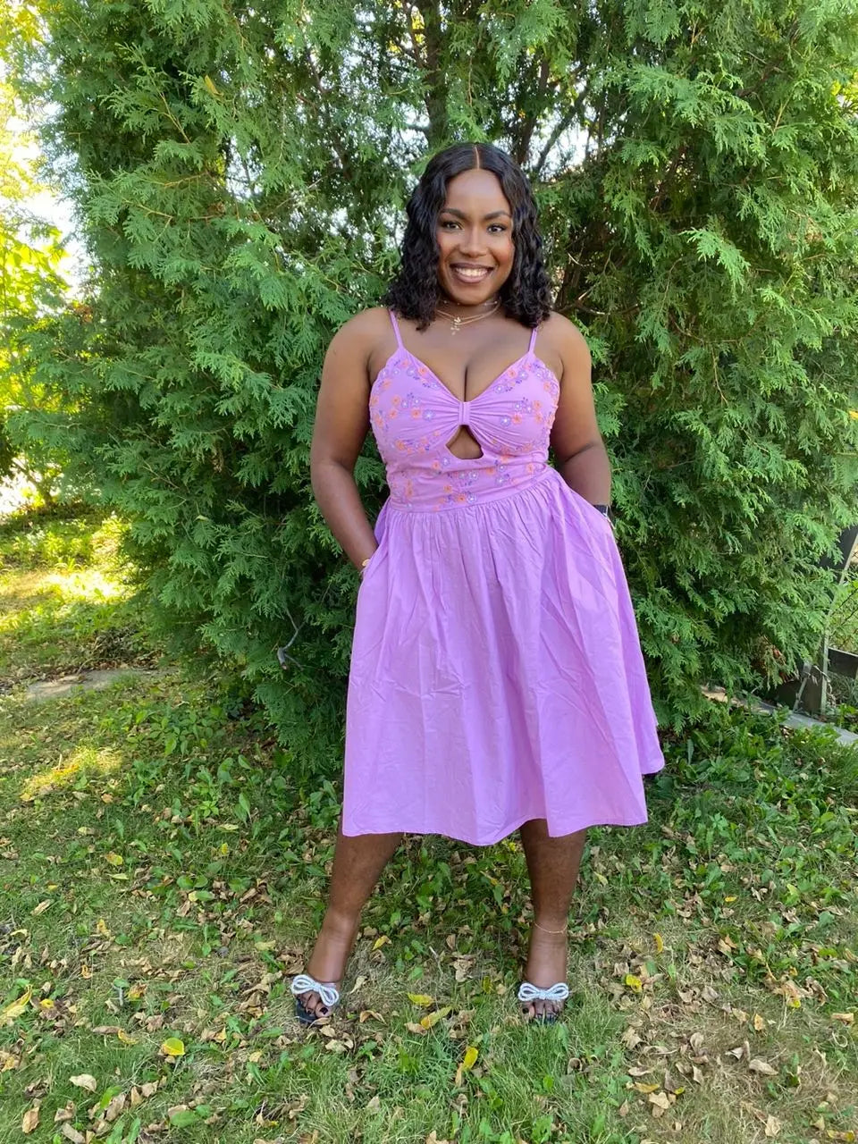 Placement Embroidered Corset Midi Dress with Sweet heart Neckline - XS to 2XL