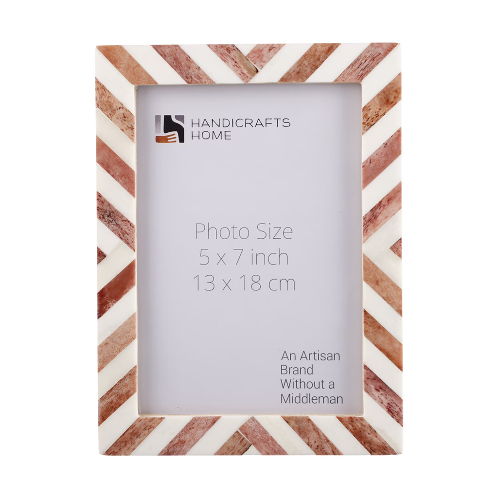 Picture Frames Chevron Pattern Bone Inlay Collection in 29 Sizes, Brown