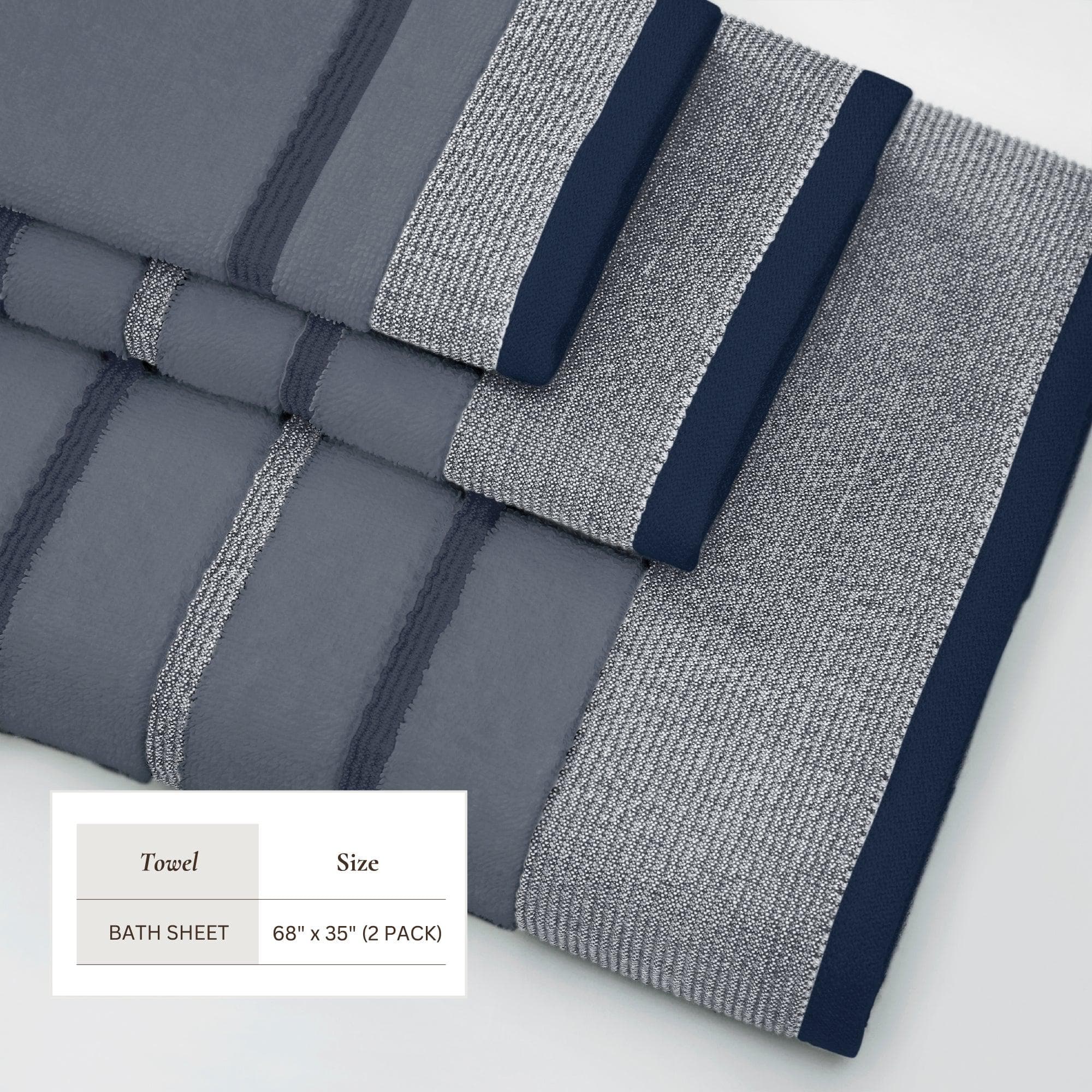 Decorative Cotton Stripe Bath Towel Set - Noelle Collection