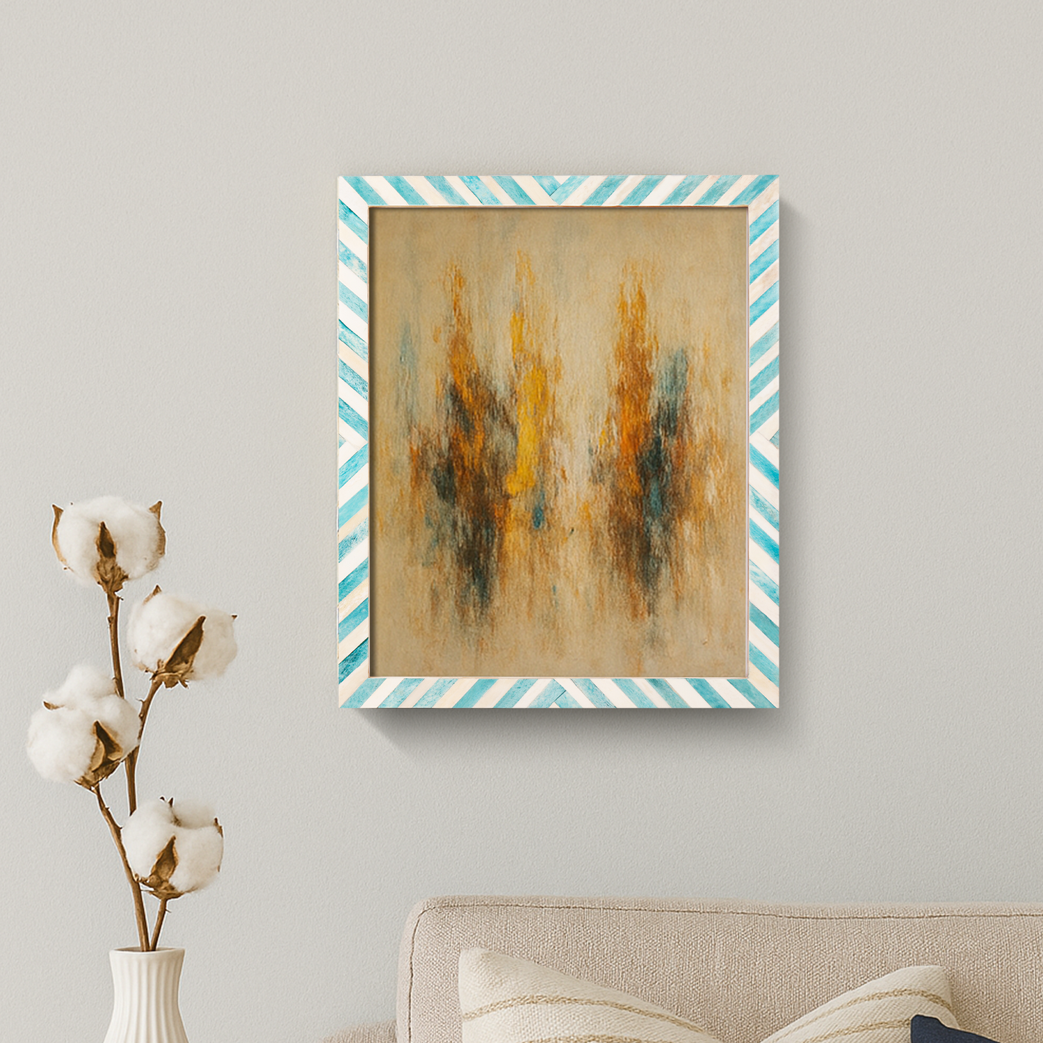 Picture Frames Chevron Pattern Bone Inlay Collection in 29 Sizes, Green