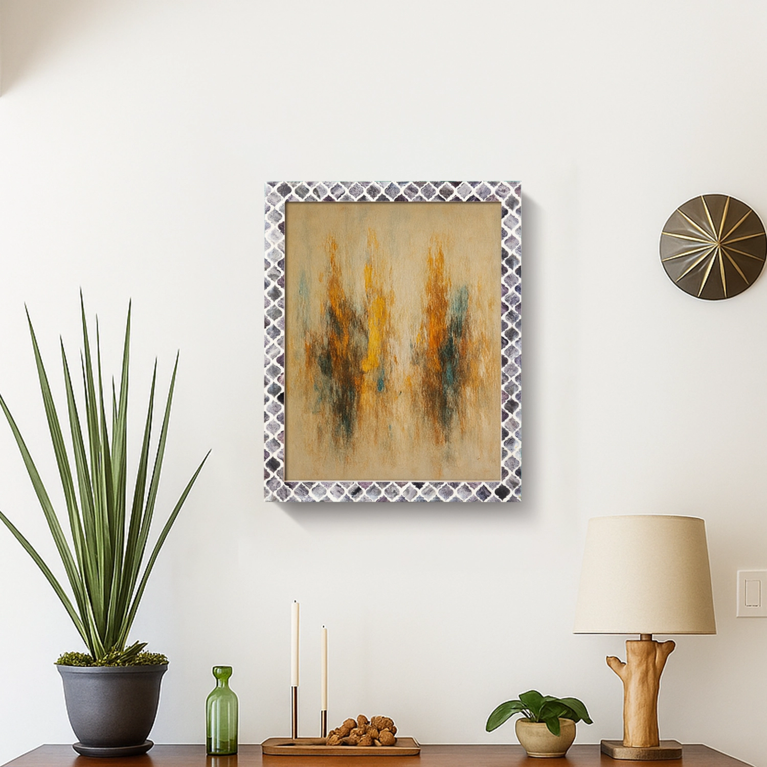 Picture Frames Moroccan Pattern Bone & Resin Inlay Collection in 27 Sizes, Grey