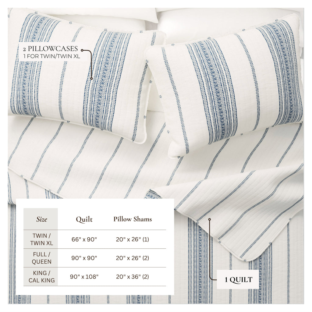 3-Piece Stripe Quilt - Wesley Collection
