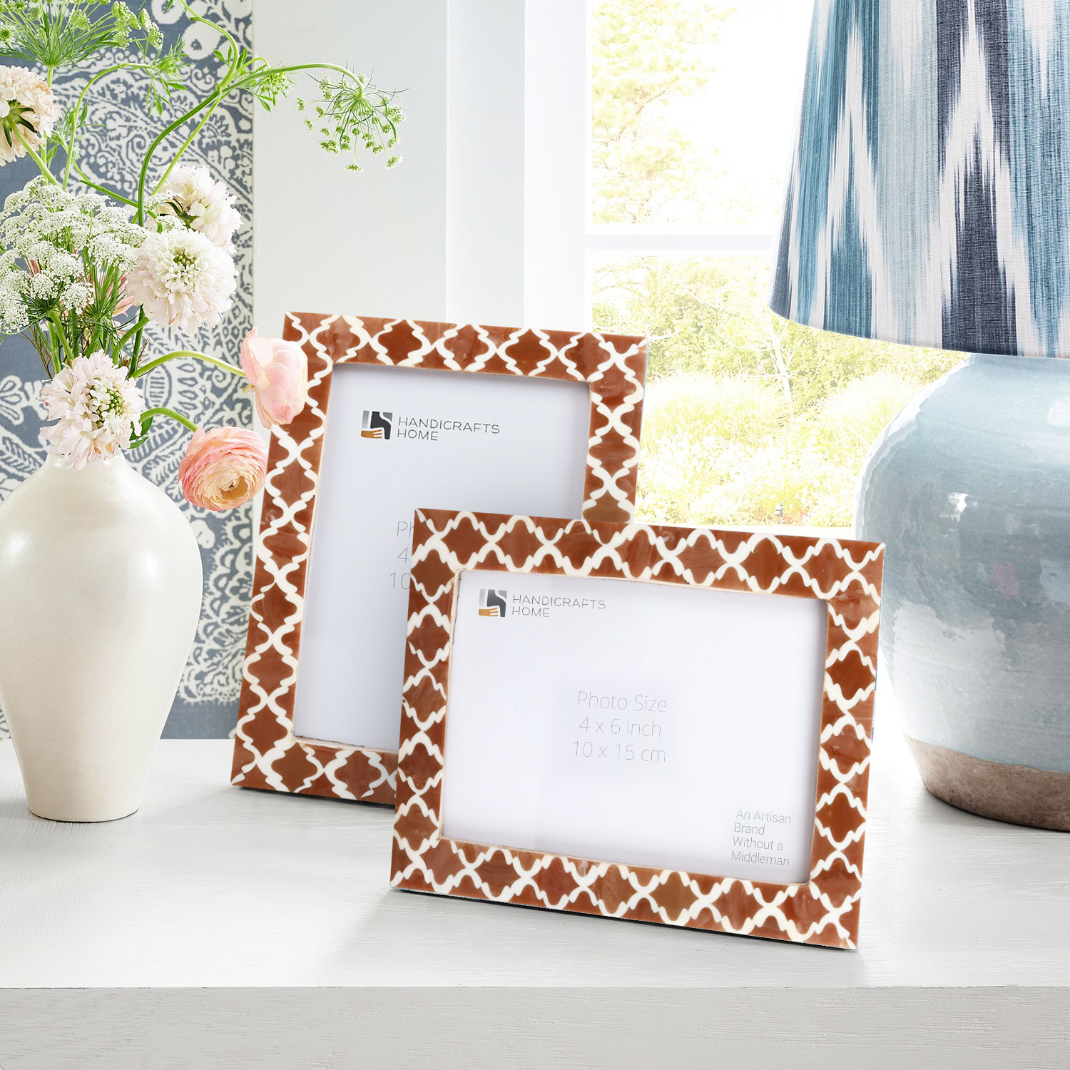 Picture Frames Casablanca Mocha Pattern Resin Inlay Collection in 3 Sizes, Pack of 2