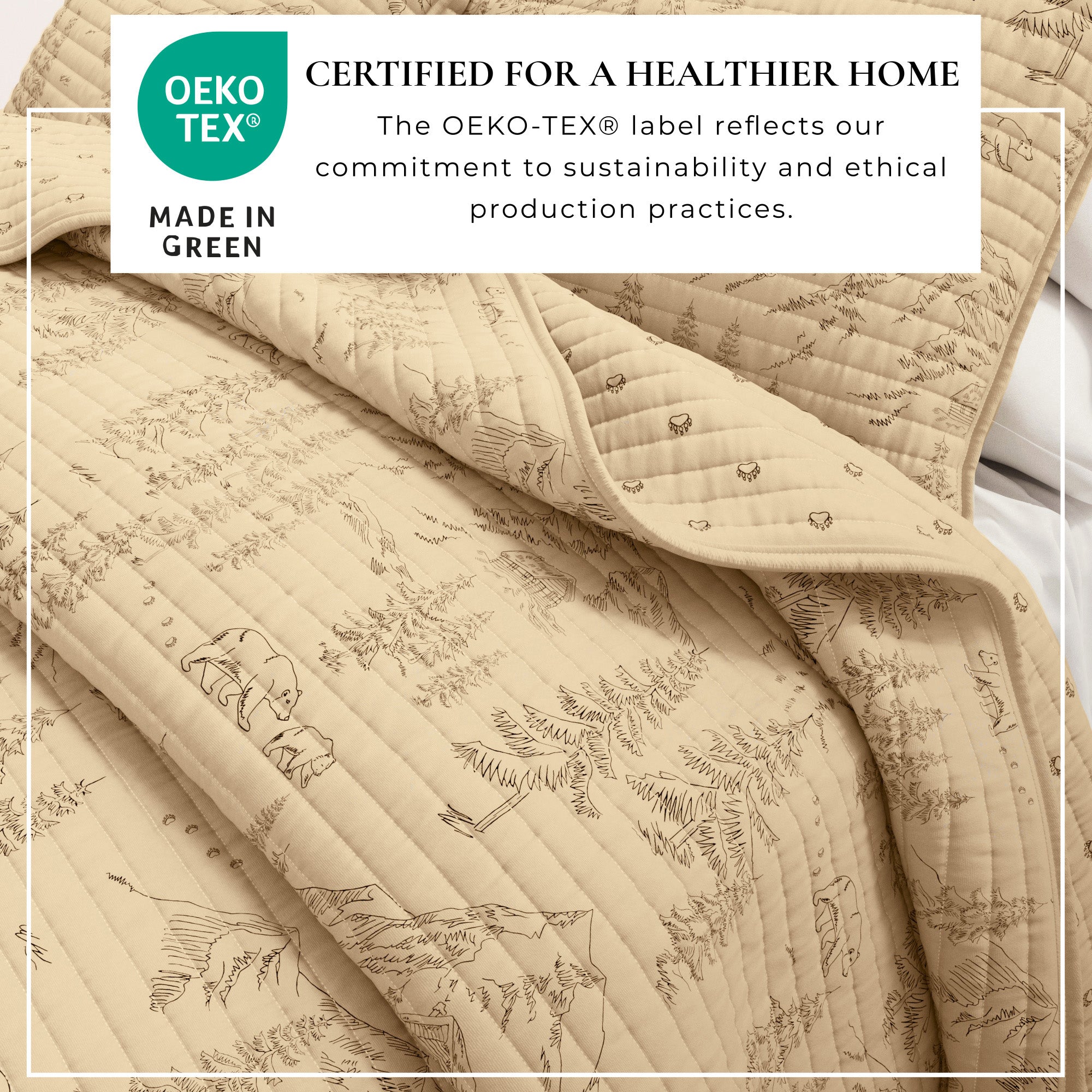 3 Piece Lodge Printed Quilt - Moonlight Ridge