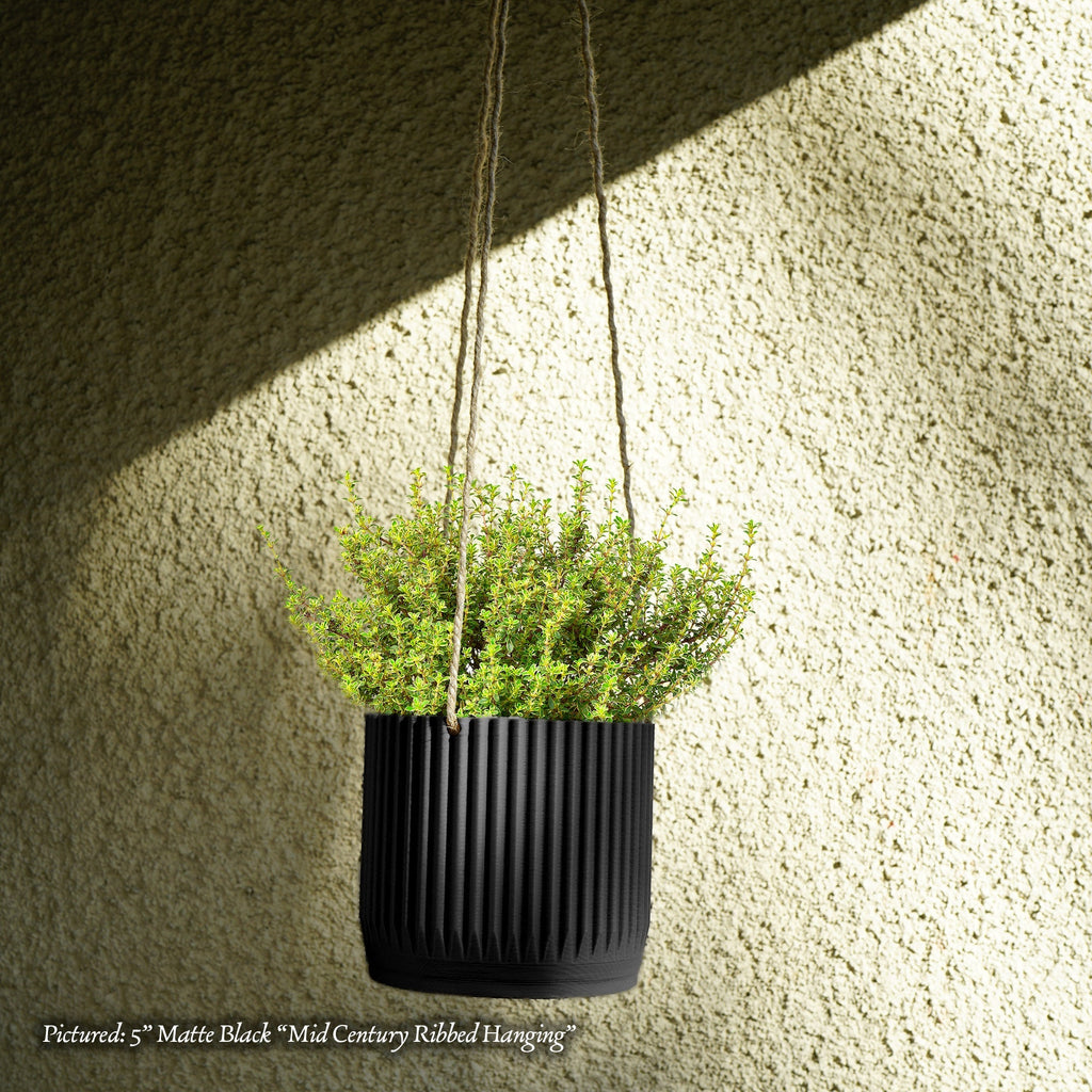 Mid Century Ribbed Hanging Plant Pots