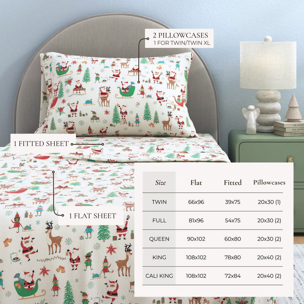 4-Piece Turkish Cotton Christmas Flannel Sheet - Whittaker Collection