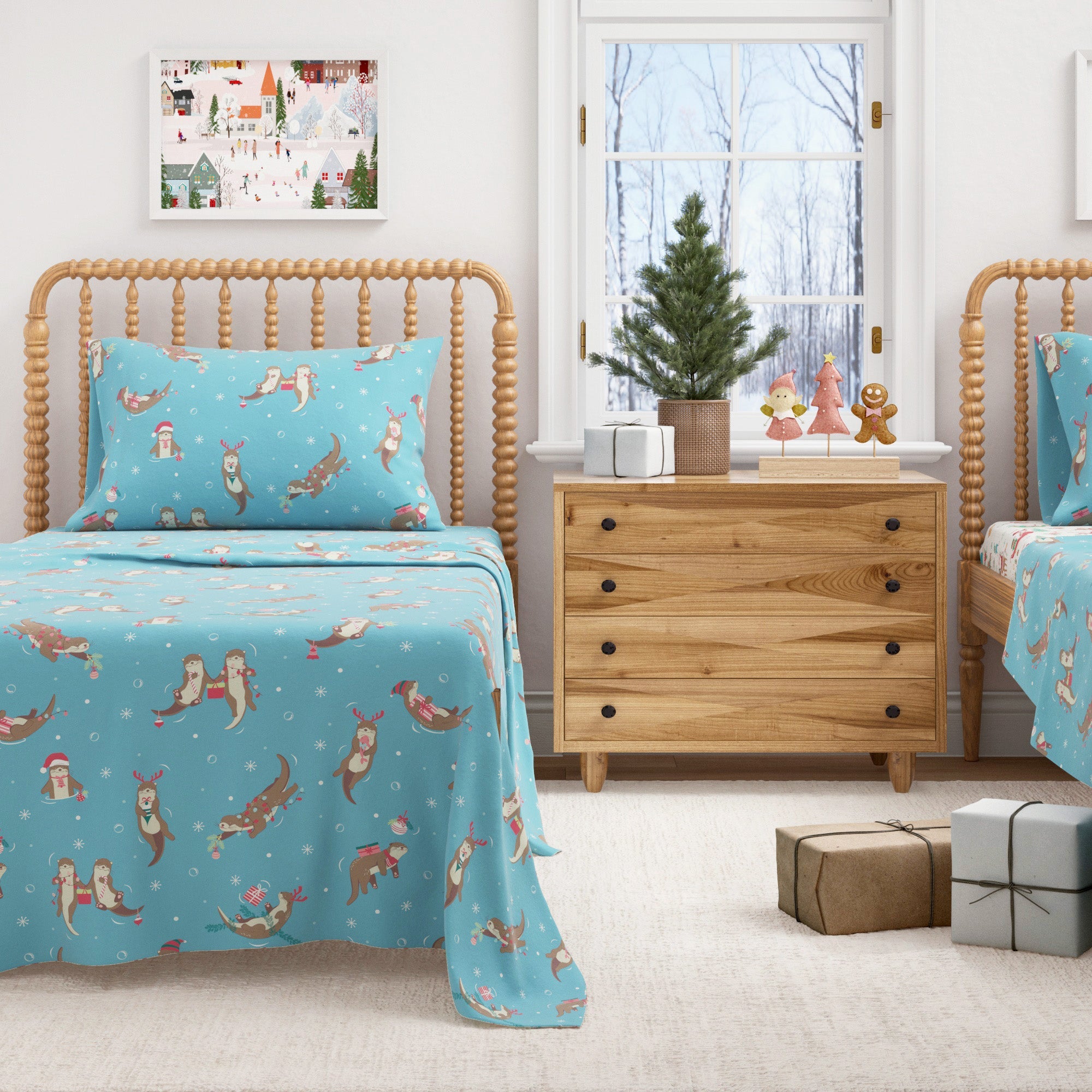 4-Piece Turkish Cotton Christmas Flannel Sheet - Whittaker Collection