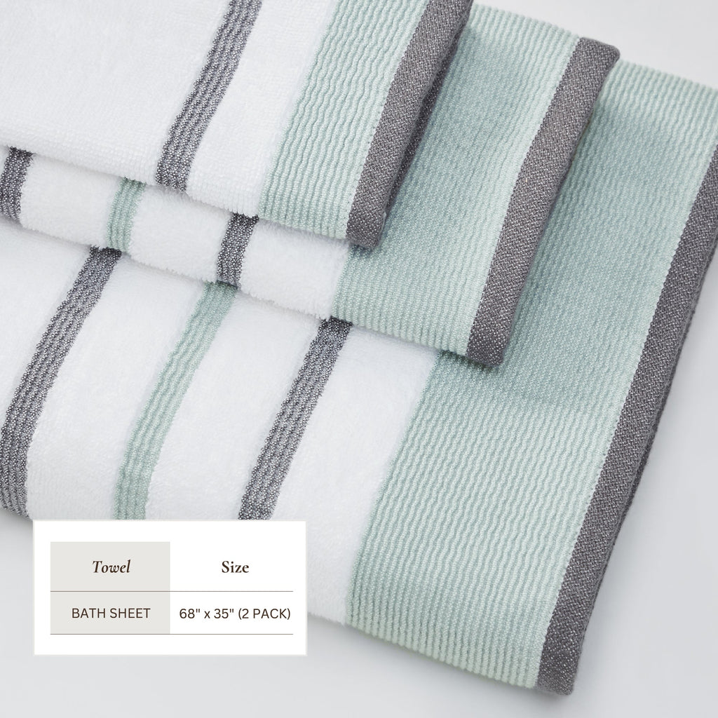 Decorative Cotton Stripe Bath Towel Set - Noelle Collection
