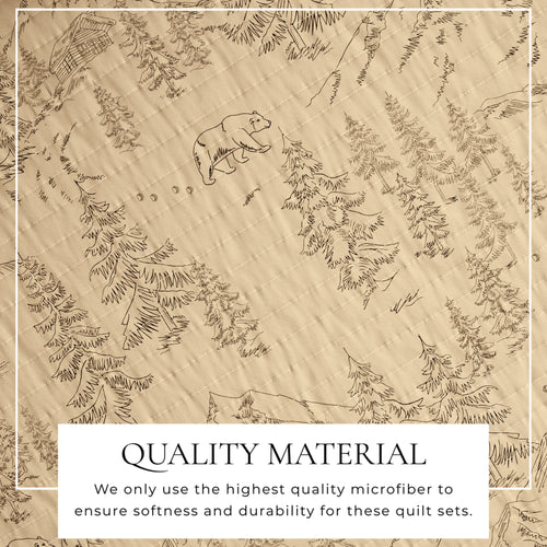 3 Piece Lodge Printed Quilt - Moonlight Ridge