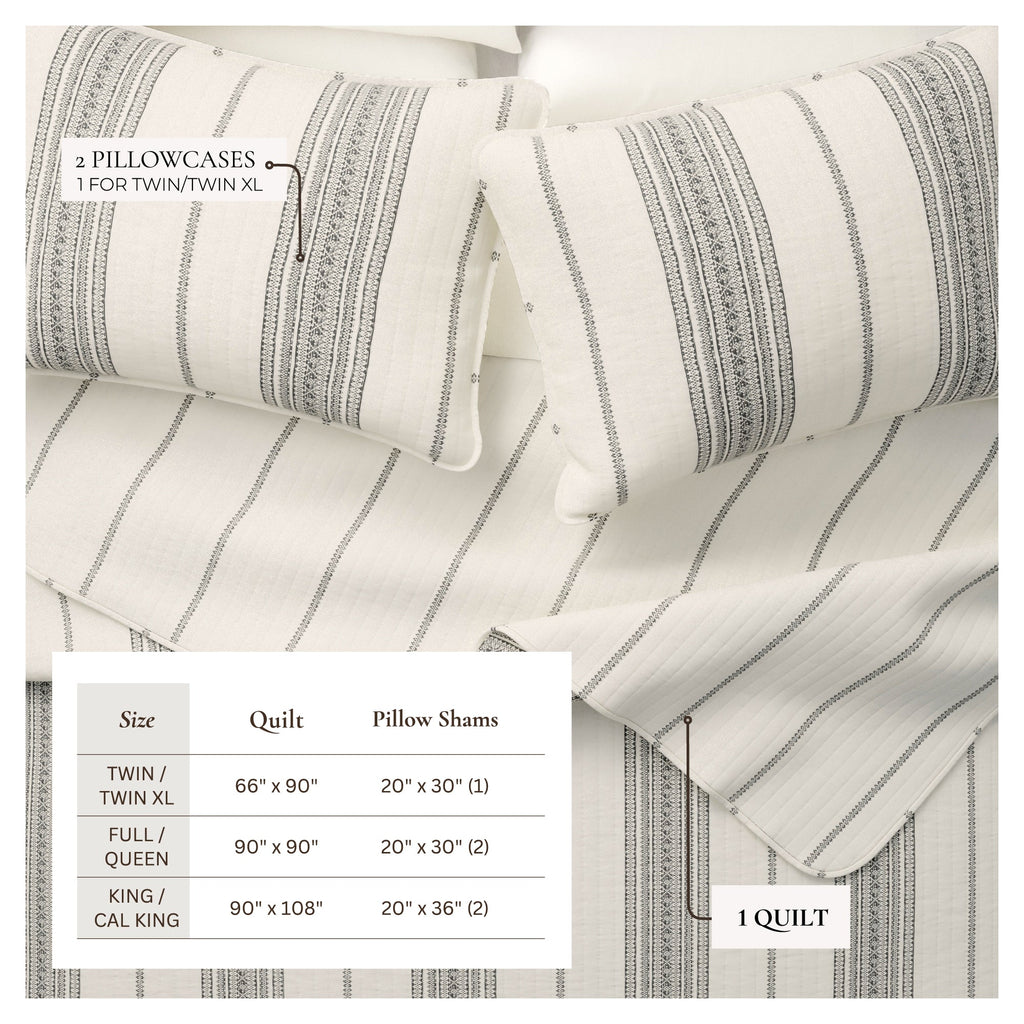 3-Piece Stripe Quilt - Wesley Collection