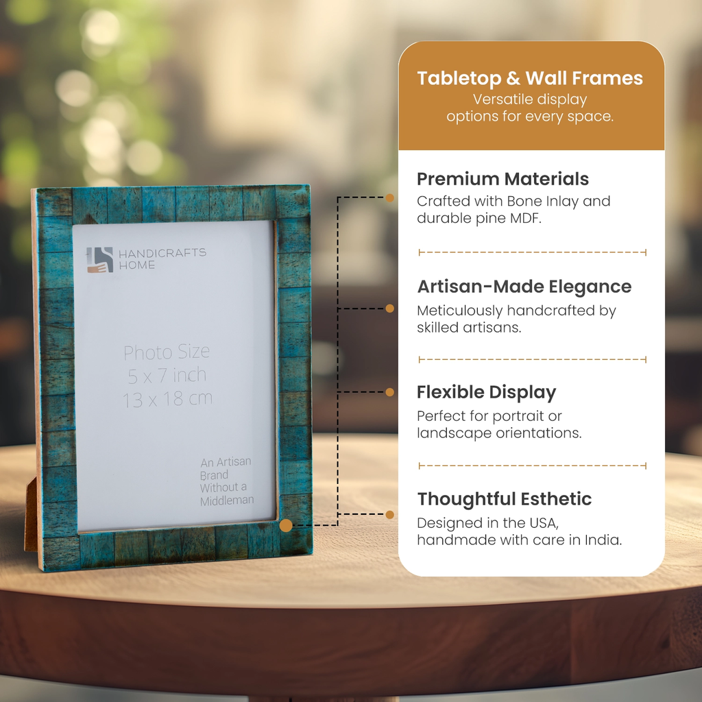 Picture Frames Verdigris Bone Inlay Collection in 3 Sizes