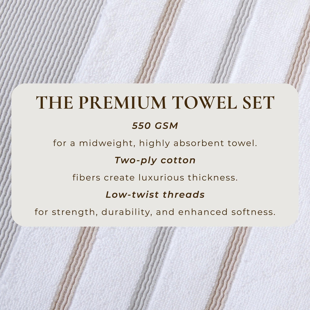 Decorative Cotton Stripe Bath Towel Set - Noelle Collection