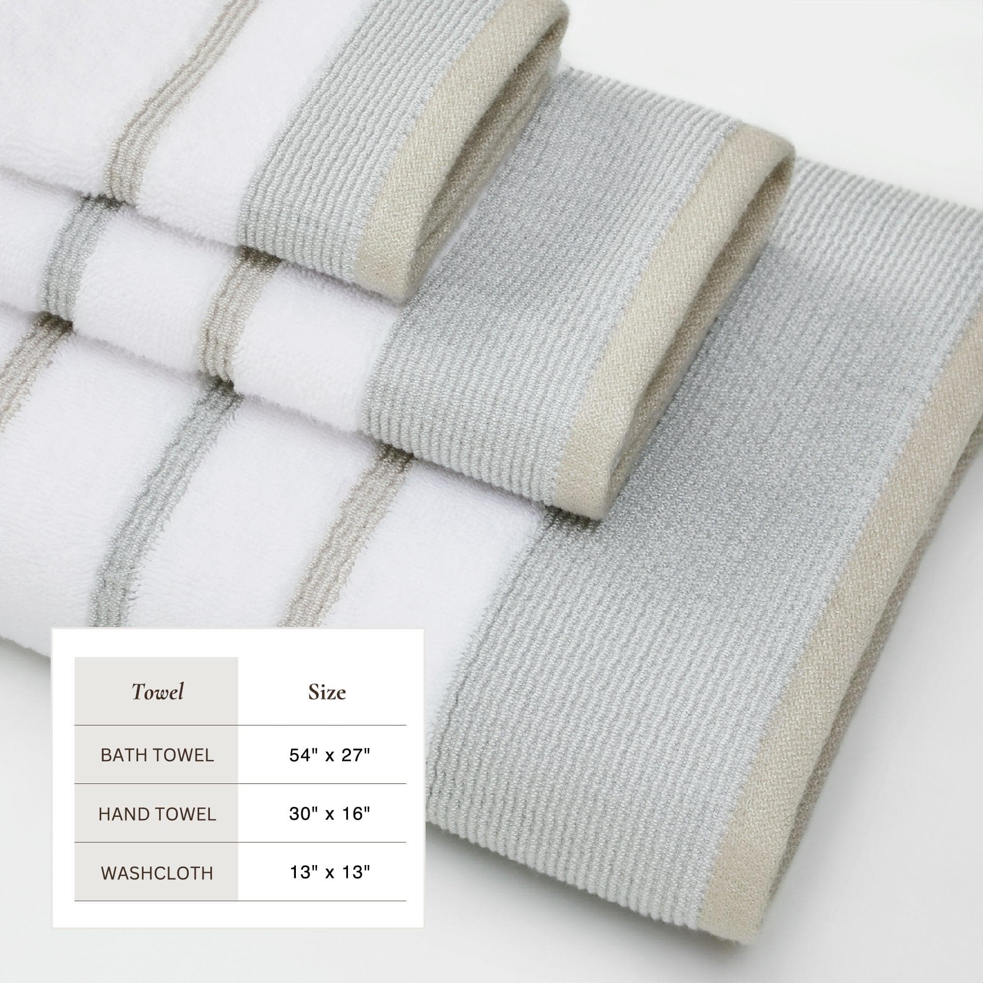 Decorative Cotton Stripe Bath Towel Set - Noelle Collection