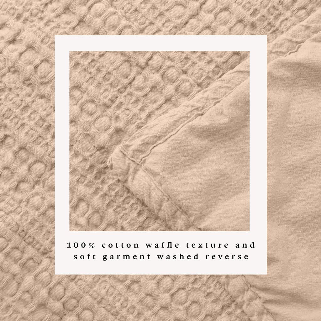 100% Cotton Honeycomb Waffle Garment Washed Quilt Set - Genevieve Collection
