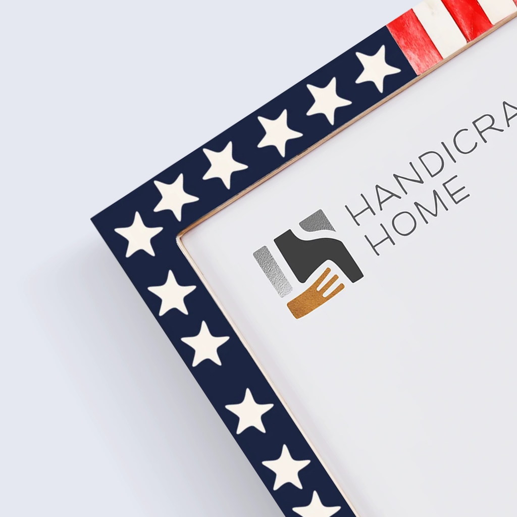 Picture Frame USA American Flag Pattern Bone & Resin Inlay Collection in 27 Sizes