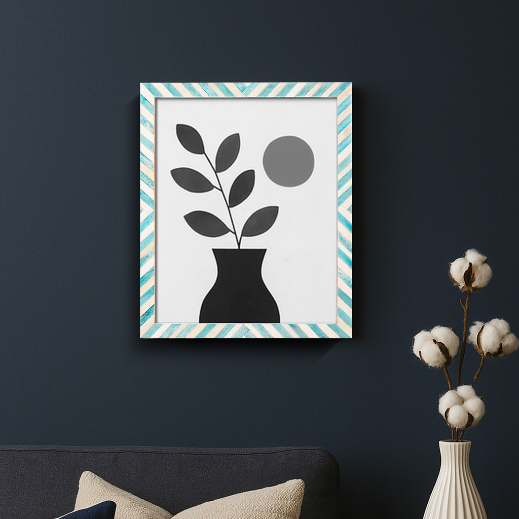 Picture Frames Chevron Pattern Bone Inlay Collection in 29 Sizes, Green