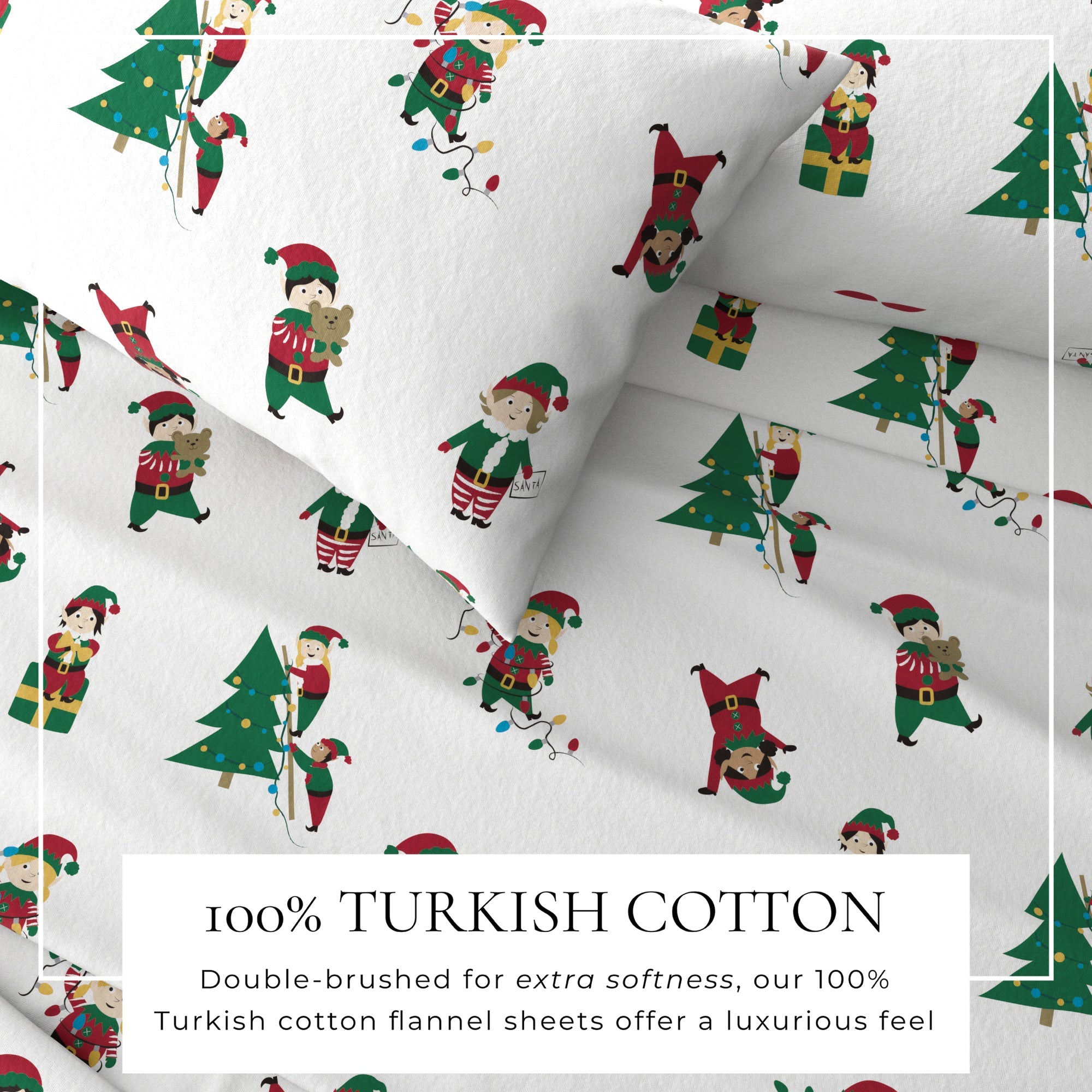 4-Piece Turkish Cotton Christmas Flannel Sheet - Whittaker Collection