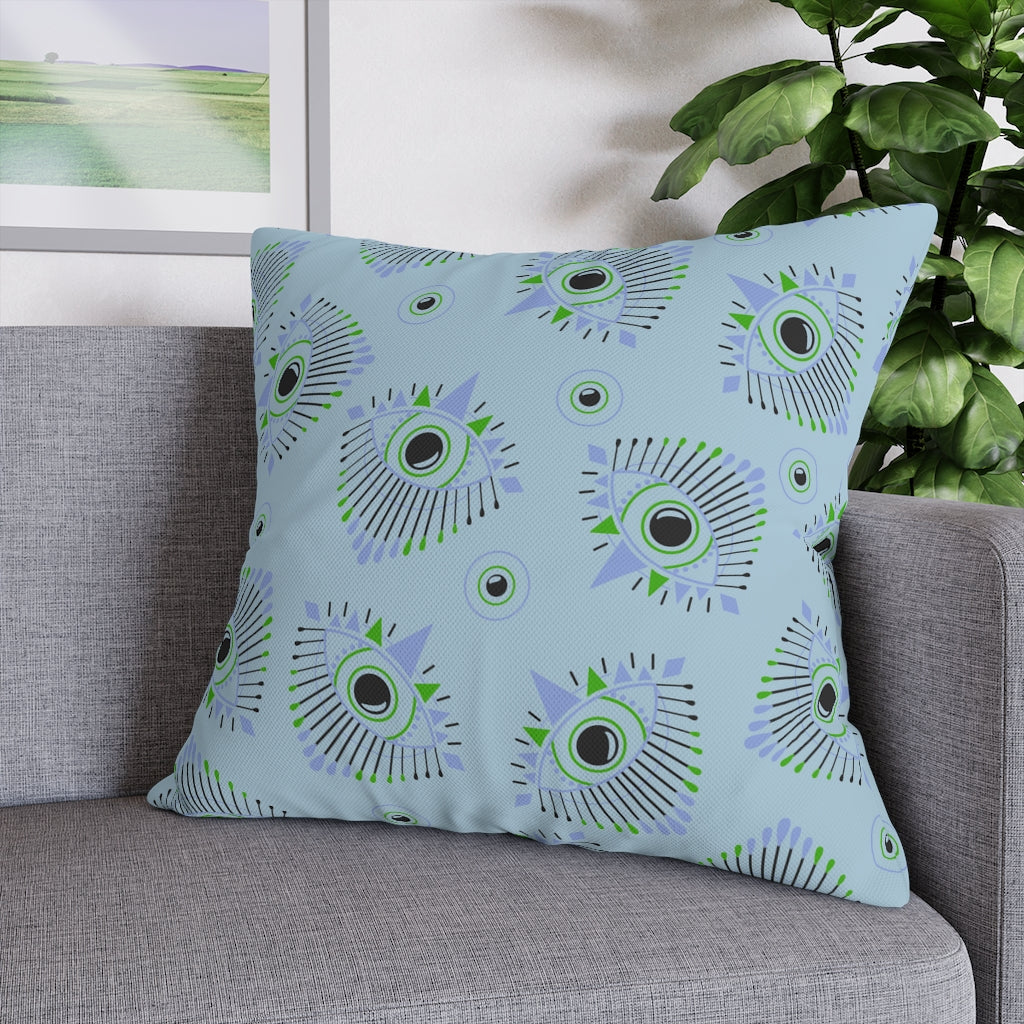 Henna Eyes Blue Pillow Case - Throw Pillow Cover - Grandmillennial Style