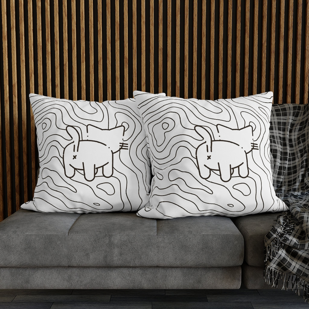 Topographic Kitten Pillow Case - Throw Pillow Cover - Grandmillennial Style