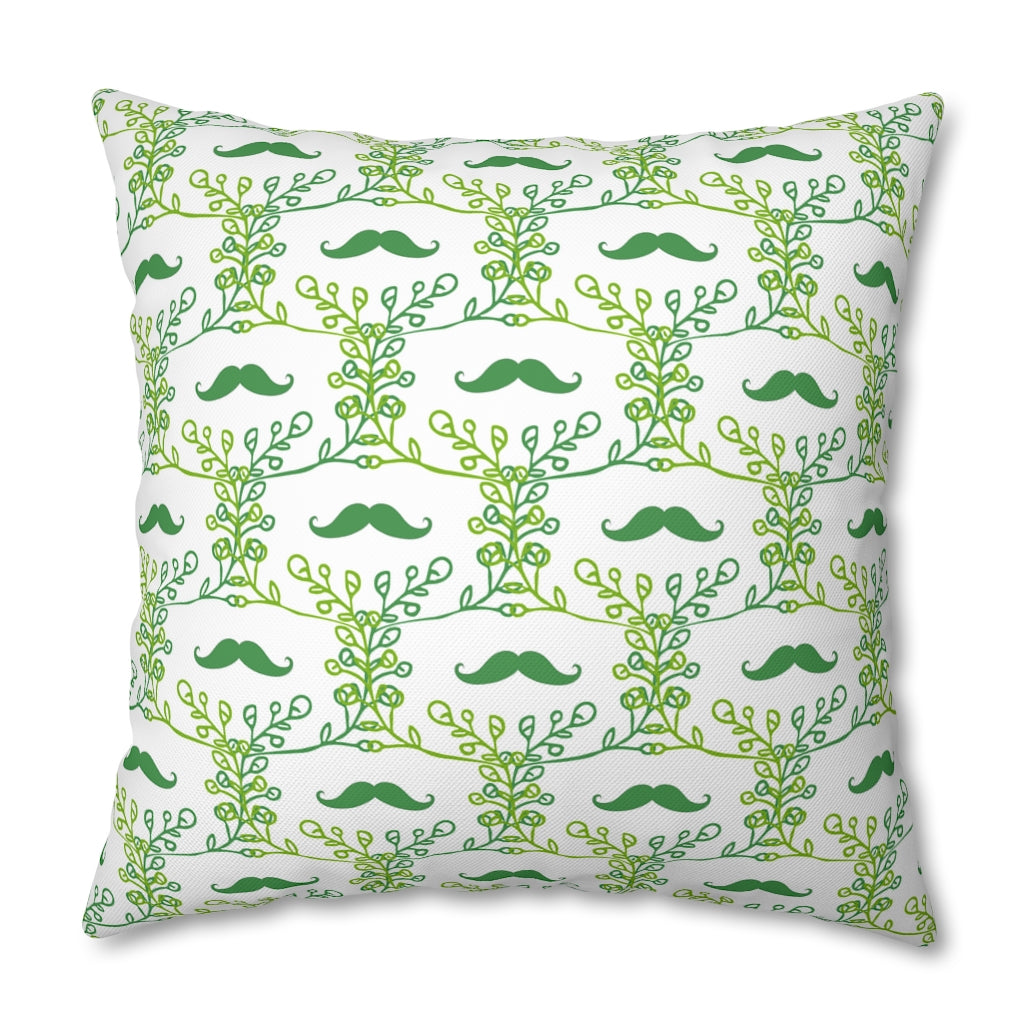 Mustache Plant Pillow Case - Throw Pillow Cover - Grandmillennial Style