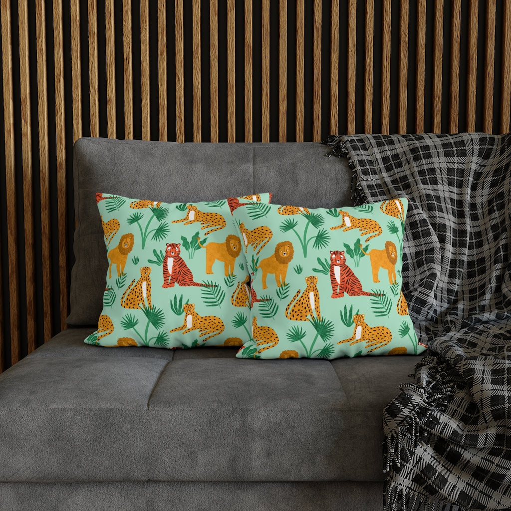 Jungle Meeting Pillow Case - Throw Pillow Cover - Grandmillennial Style