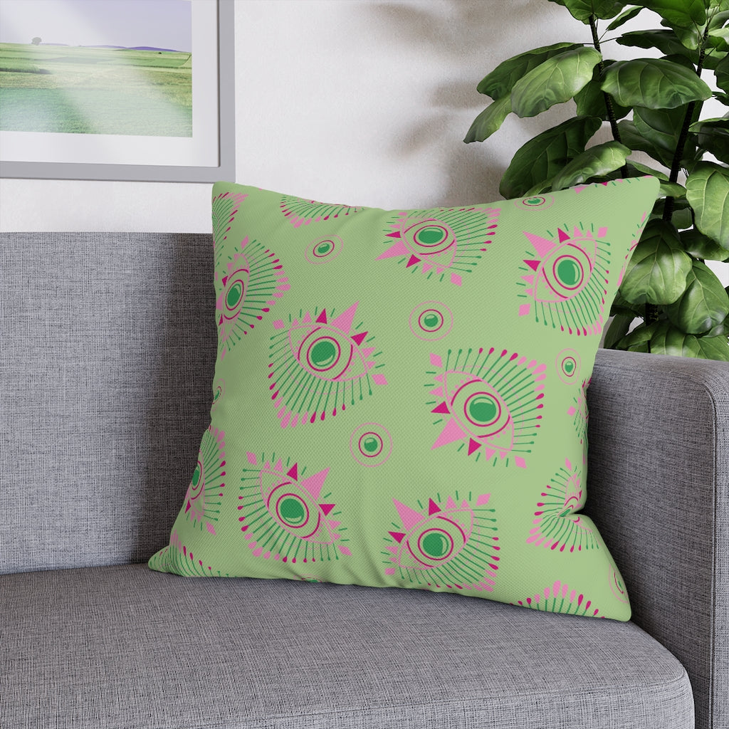 Henna Eyes Green Pillow Case - Throw Pillow Cover - Grandmillennial Style