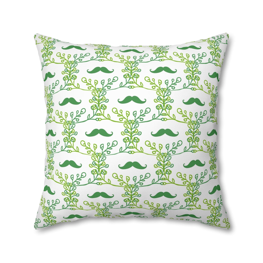 Mustache Plant Pillow Case - Throw Pillow Cover - Grandmillennial Style