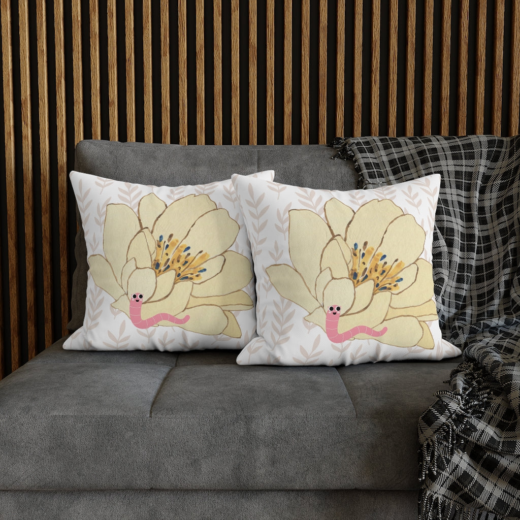 Earthworm Pillow Case - Throw Pillow Cover - Grandmillennial Style