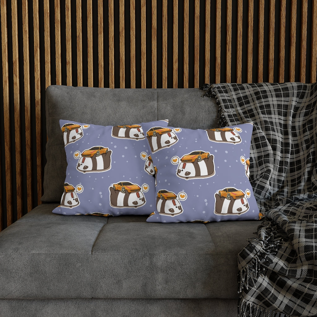 Panda Loves Car Pillow Case - Throw Pillow Cover - Grandmillennial Style