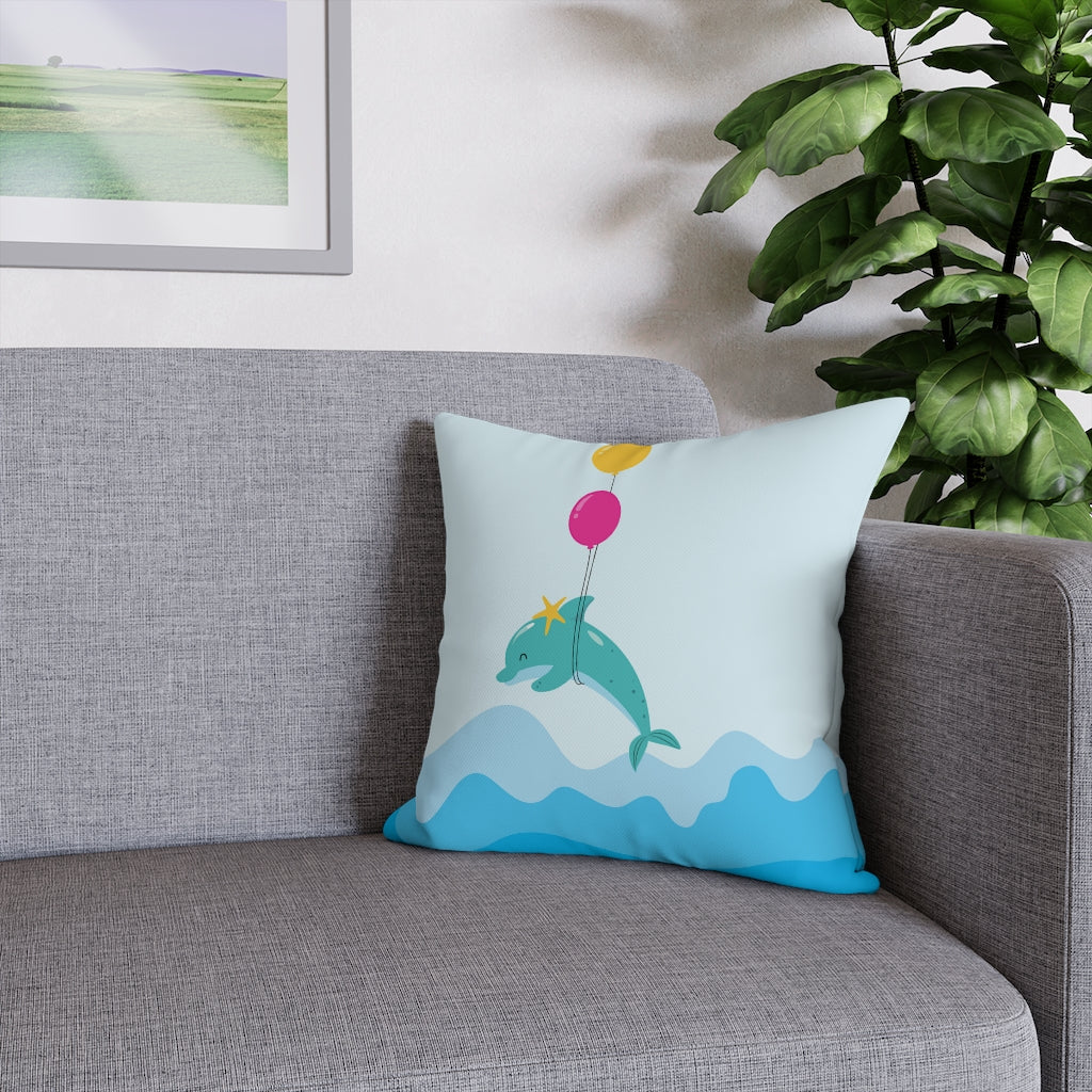 Inflated Dolphin Pillow Case - Throw Pillow Cover - Grandmillennial Style