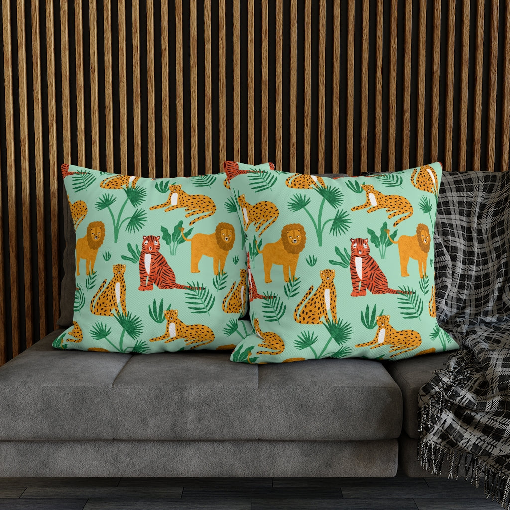 Jungle Meeting Pillow Case - Throw Pillow Cover - Grandmillennial Style